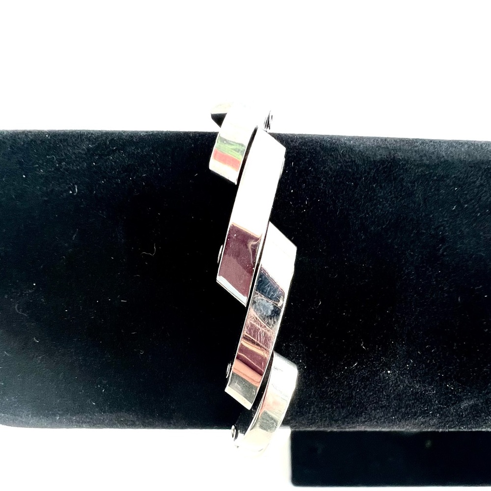 Vintage Sterling Silver 925 Chevron Slanted Links Modernist Weighty Bracelet